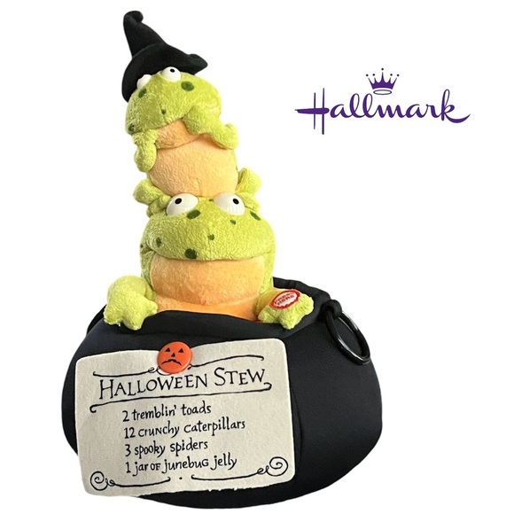 Hallmark Tremblin’ Toads Halloween stew plush cauldron sounds lights motion frog - Picture 1 of 3